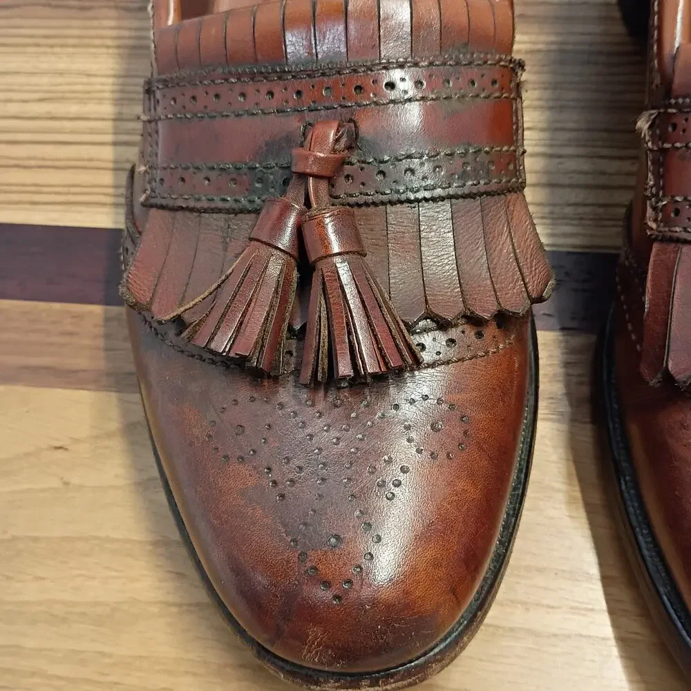 Allen Edmonds Bridgeton Leather Slip On Kiltie Tassel Shoes Loafers Size 10